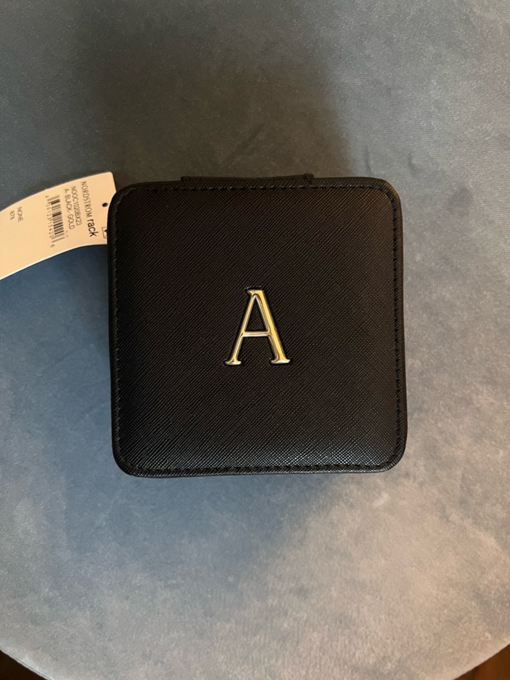 Black Jewelry Travel Case with Gold Zipper
